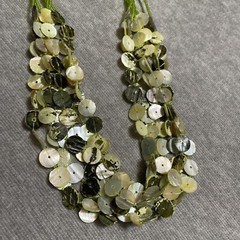Green Cluster Shell Necklace 21″ to 23″ Adjustable length 7 strand seed beads