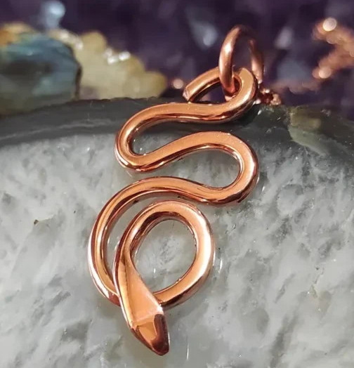 1 Pc Pure Copper Healing Spiral Snake Pendant Locket, Jewelry, Spiritual Kriya