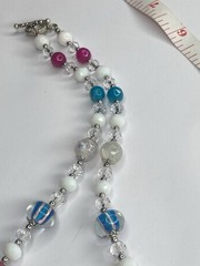 Artisan Handcrafted Art Deco Lampwork Glass Jewelry Pink Peony Club #5 Floral