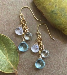 NEW GOLD PLATED GEMSTONE BRIOLETTE SUNDANCE CHARM EARRINGS STUNNING HANDMADE