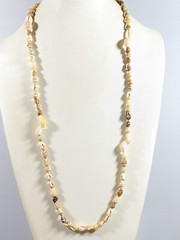 Artisan Brown Ivory Color Spiral Shell Beaded Necklace 36 inch
