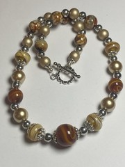 Artisan Handcrafted Art Deco Lampwork Glass Jewelry Amber fromChaos Necklace #4