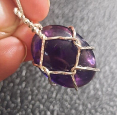 Pretty Purple Flourite Wire wrapped pendant with chain