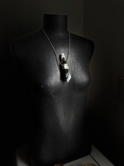 Moonstone black tourmaline crystal necklace pendant talisman statement jewelry