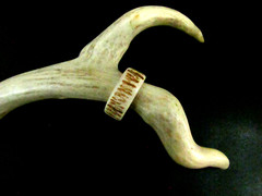 HANDCRAFTED BROWN OOAK SHED DEER, ELK ANTLER RING,SIZE 11 1/2, R-522