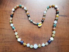 COLLECTIBLE* HAND-MADE * GENUINE STONE NECKLACE – 20 INCHES LONG, 8-10 MM