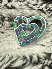 ~ VINTAGE / with OPAL & EILAT STONE – Large Pendant / Amazing Condition.