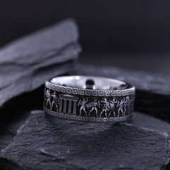 9mm Deep Engraved Tungsten Ring with Ancient Greek Warriors
