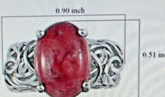Natural Norwegian Thulite Solitaire Ring in Platinum Over Sterling Silver 5.75 c