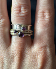 Genuine Amethyst Spinner Ring 7.5 925 Sterling Silver Meditation Ring Fidget