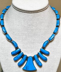 WONDERFUL Vintage Taxco Artisan .950 Silver Turquoise Colored Stone Necklace