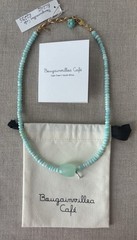NWT Peruvian Opal Beads Stone Aqua Necklace 16/18″ South Africa $80 Beachy Boho