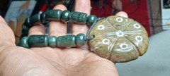PEYOTE on Serpentine with Guatemala jade beads adjustable necklace