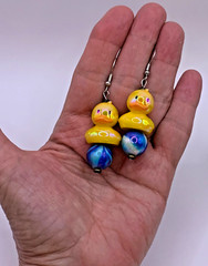 Rubber Duck On Beachball Cute Whimsical Handcrafted Pierced Earrings LR134