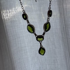 925 Sterling Silver Peridot Green Gemstone Handmade Jewelry Necklace 6 Stone