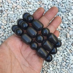 Diospyros Ebenum Bracelet 12 Beads Mix Shape Borneo Black Ebony Bracelet