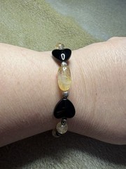 Bracelet Chinese Zodiac 2026 Goat Citrine Black Obsidian Black Onyx Silver