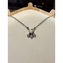 White Horse Turquoise & CZ 20” Sterling Silver Necklace