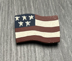 Patriotic American Flag Wood Brooch Pin Hand Painted Rustic Americana USA Lapel