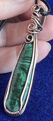 Malachite ~ Handmade copper wire wrapped pendant 6p