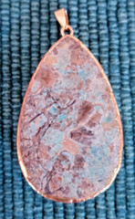 Natural Brown/Blue Ocean Jasper Gemstone Gold Plated Teardrop Artisan Pendant