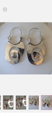 Handmade Artisan Modernist Spiral Drop Earrings Hammered Silver Boho Statement