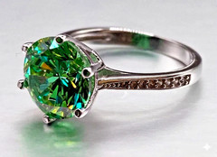 6.00 Ct Certified Bottle Green Diamond Ring, Great Sparkle, FREE Studs