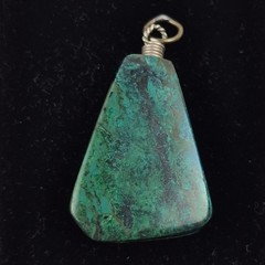 Green Chrysocolla Stone Pendant Trapezoid Shape Natural Gemstone Boho Charm 1.5″