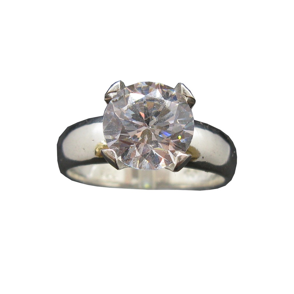 Genuine Sterling Silver Engagement Ring Solid Hallmarked 925 10mm Cubic Zirconia