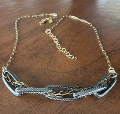Rach B Jewelry Necklace 14K Gold Filled – Mixed Metal Artisan Paper Clip Link