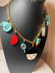 Baccurelli Signed Louise’s 7 Treasures in Pandora’s Box Charm Necklace 2-Sided