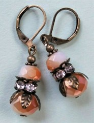 PEACH & CREAM faceted Crystal drops Lever back handcrafted CHOOSE 612