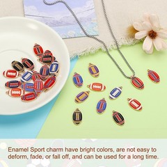 20 Pcs Football Charm for Jewelry Pendant for Sports, Red Tone White