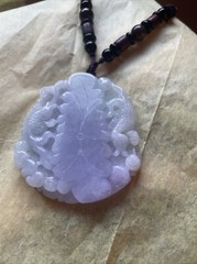 純天然翡翠A貨 紫羅蘭荷葉魚 和和美美 Grade A Burma Jadeite 見光不死紫羅蘭