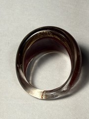 Artisan Glass Ring 7.5 Made in India Brown with Gold Flakes