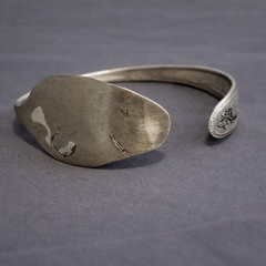 USA Artisan Made Hand Stamped Sterling Silver Spoon Bracelet 8 Inches