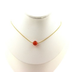 Necklace 1 Pearl Cornelian Uruguayan 0 5/16in Chain Steel Golden Stainless
