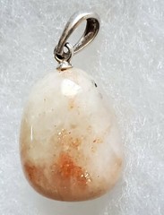 Natural Pale Pink Gold Fleck Dark Pink Agate Polished Stone Pendant Charm 925