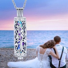 Tree of Life Cylinder Urn Pendant Necklace for Cremation Ashes Memorial Jewelry
