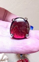 BEAUTIFUL Artisan/Designer Sterling Silver & Brilliant Red Ammolite Ring