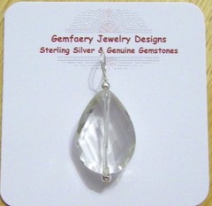 Sterling Silver Faceted Natural ROCK CRYSTAL Gemstone Pendant #82…Handmade USA