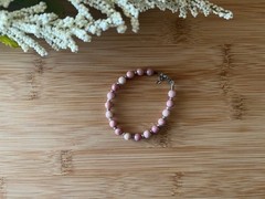 New Rhodonite, Czech Glass & Stainless Steel Handmade Bracelet 7-7 1/2 in. -B713