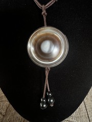 Natural Brown Agate Polished Layer Stone Pendant Brown Woven Rope Necklace BOHO