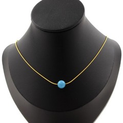 Necklace 1 Pearl Chalcedony Blue 0 5/16in Chain Steel Golden Stainless