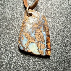 AUSSIE QUEENSLAND SURF BOULDER OPAL ON STERLING BAIL PENDANT ON LEATHER CORD