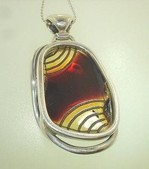 27mm 925 Sterling Silver Genuine Baltic Sea 2-Tone Honey Amber Pendant #6
