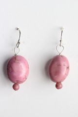 Rhodonite Pink Earrings 13mm x 16mm Oval Gemstone .925 Sterling Silver 1 1/4″