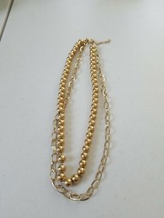 Hardwear Stainless Steel gold Beaded And Paperclip Layered Necklace designer