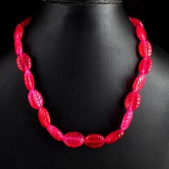 330.Cts Top Grade Fantastic Carved Pink Ruby Beaded Necklace Jewelry RK 41 E712