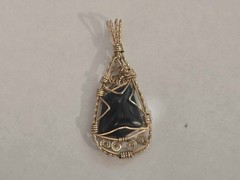 Wire-Wrapped Natural Opal Pendant in Gold-Tone Setting JB